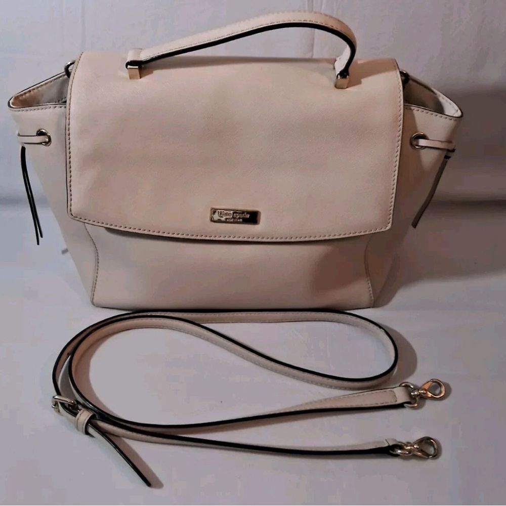 Kate Spade NY-Cream Ivory Leather Crossbody Satchel Bag Apx 10x8x4” EUC